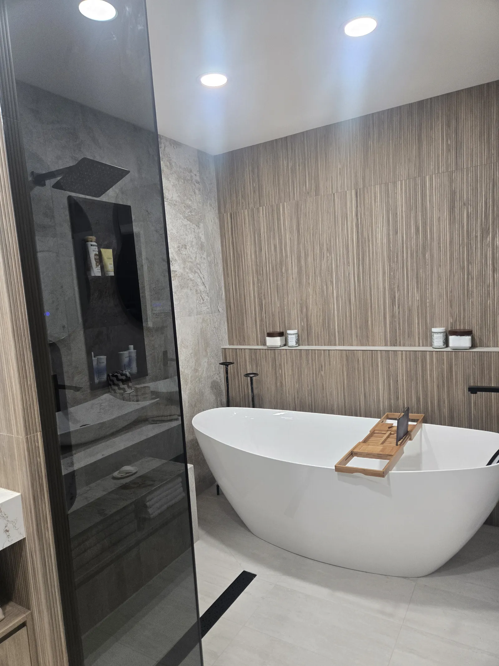 Walk in shower and soaking tub, another angle