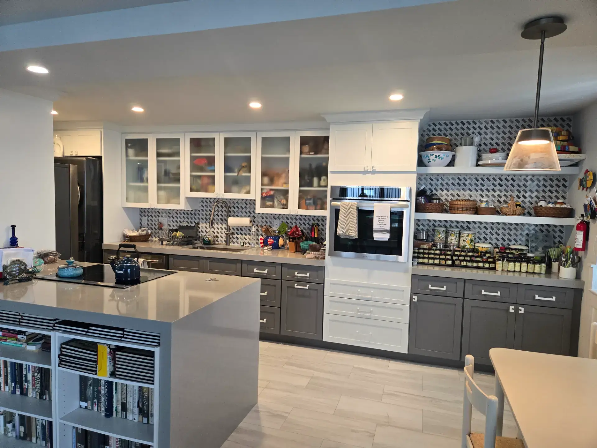 Grey kitchen with a large central island