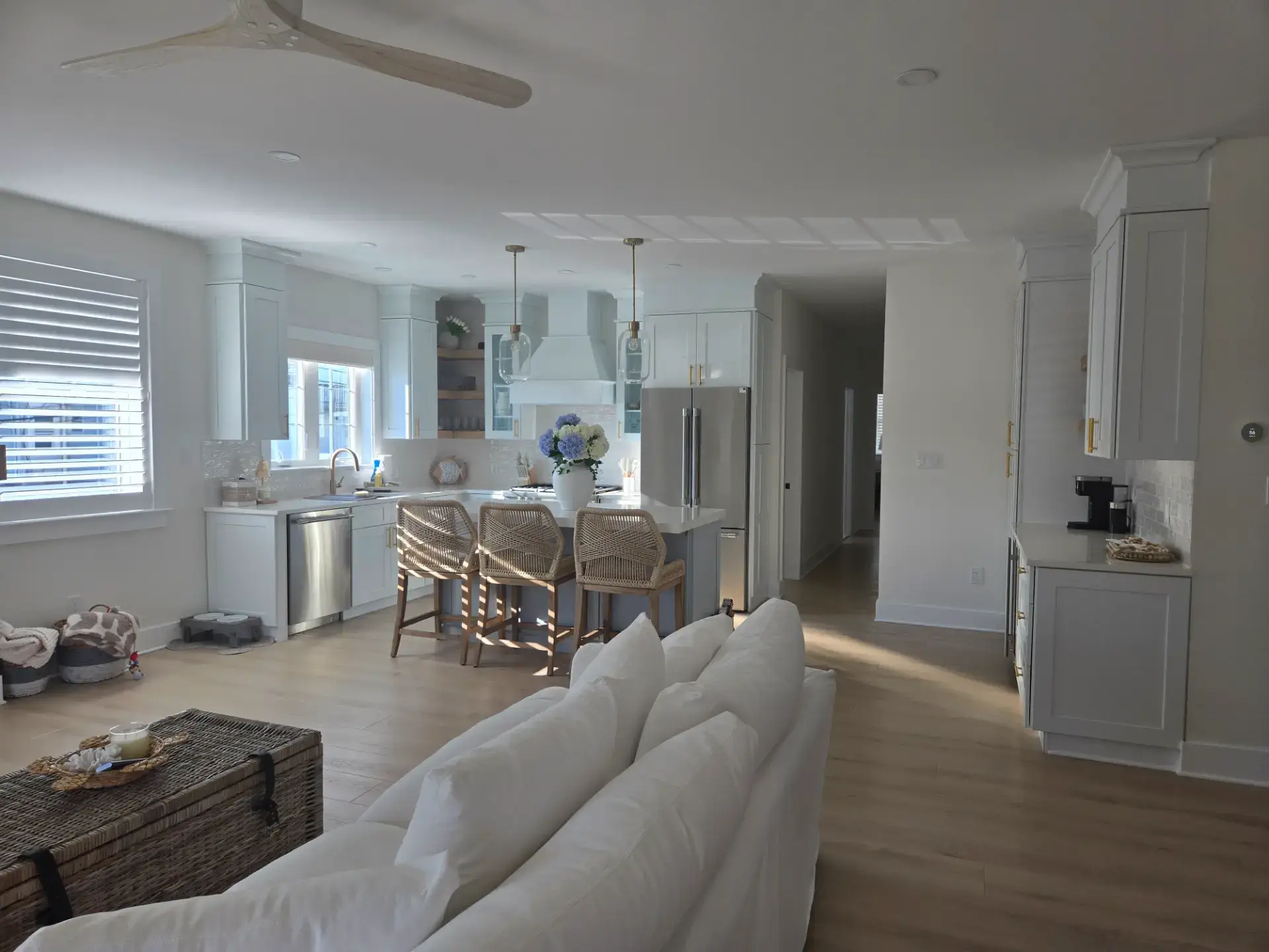 Kitchen opening directly onto the living area